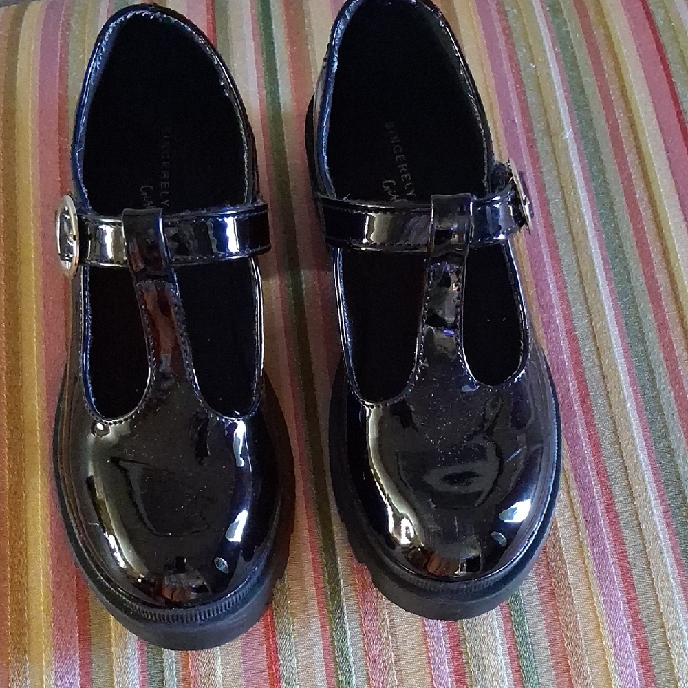 Sincerely Jules Shiny Black Kids Dress Shoes